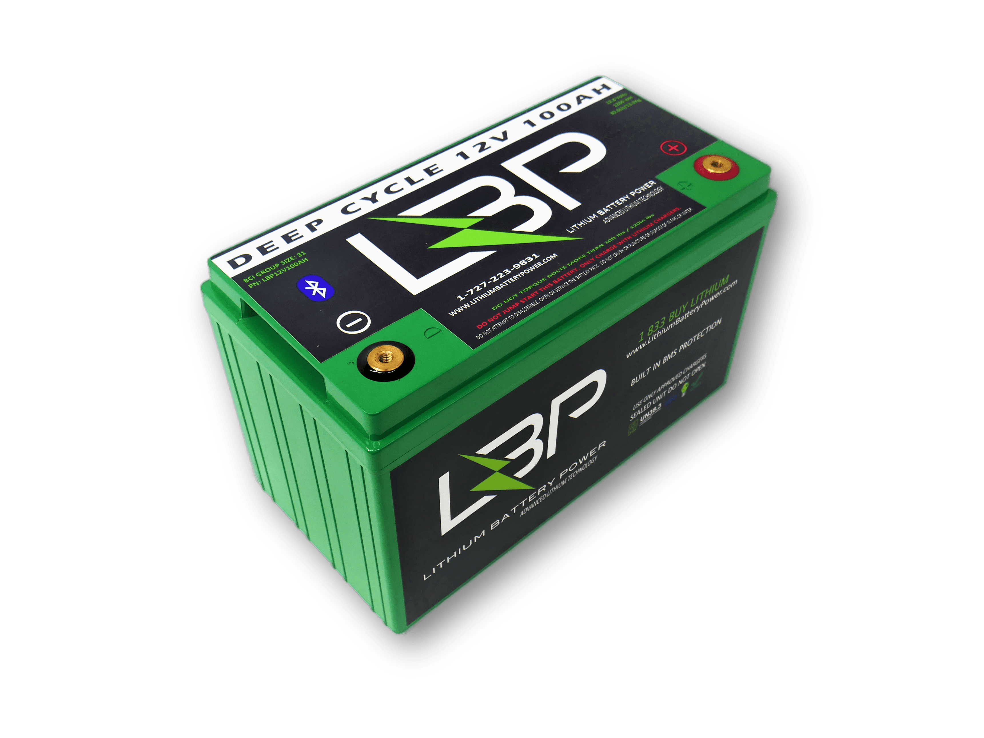 LBP 12V 100Ah Bluetooth Lithium Battery – Deep Cycle LiFePO4 Battery for boat battery, camper battery, trolling motor battery, and solar power systems