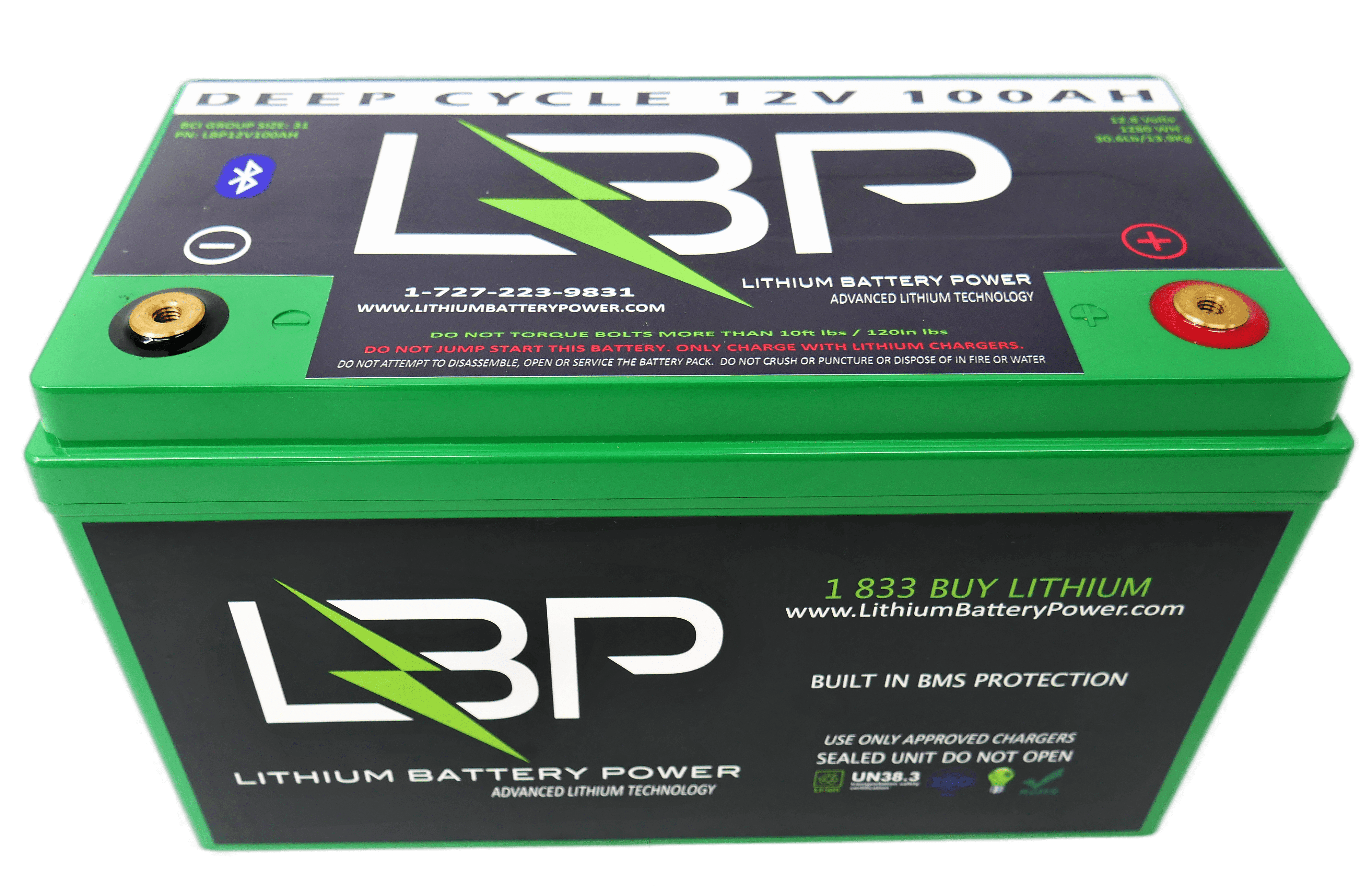 LBP 12V 100Ah Bluetooth Lithium Battery – Deep Cycle LiFePO4 Battery for boat battery, camper battery, trolling motor battery, and solar power systems