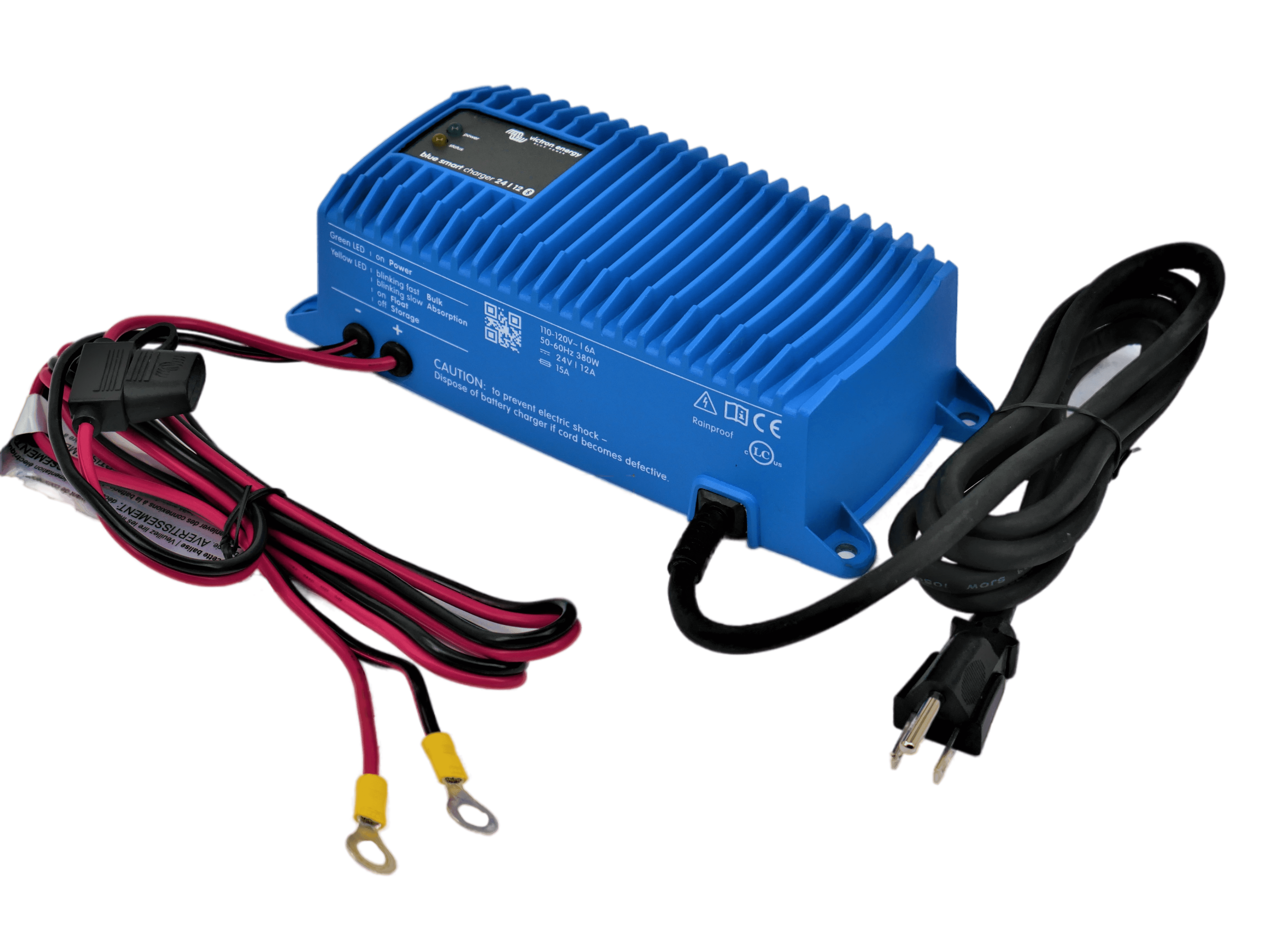 Victron 24V 12A IP65 waterproof Bluetooth lithium battery charger from Lithium Battery Power, designed for 24V lithium and lead-acid battery charging