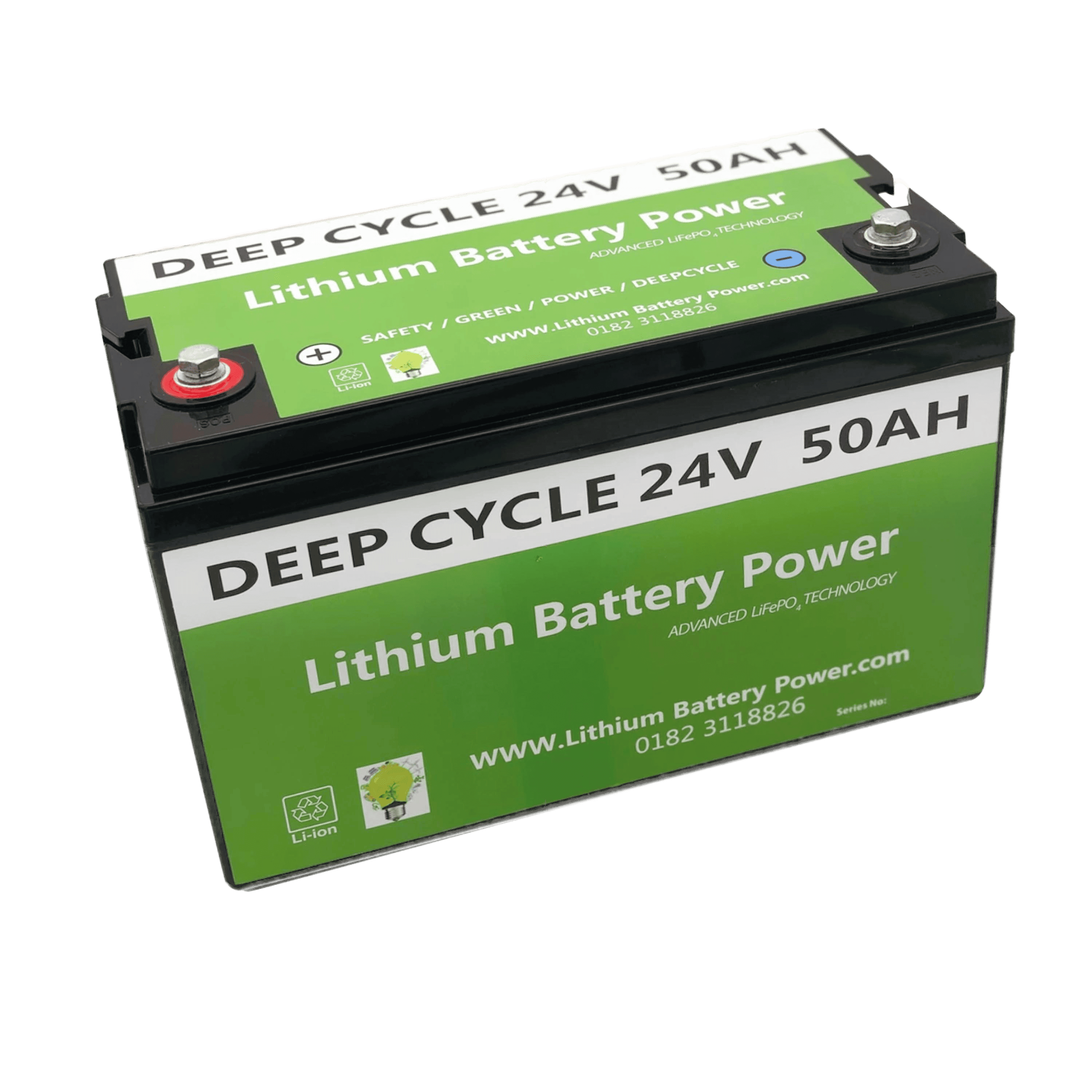 LBP 24V 50Ah ECO Lithium Battery with compact design and terminal connections, ideal for efficient energy storage – Lithium Battery Power, LLC.