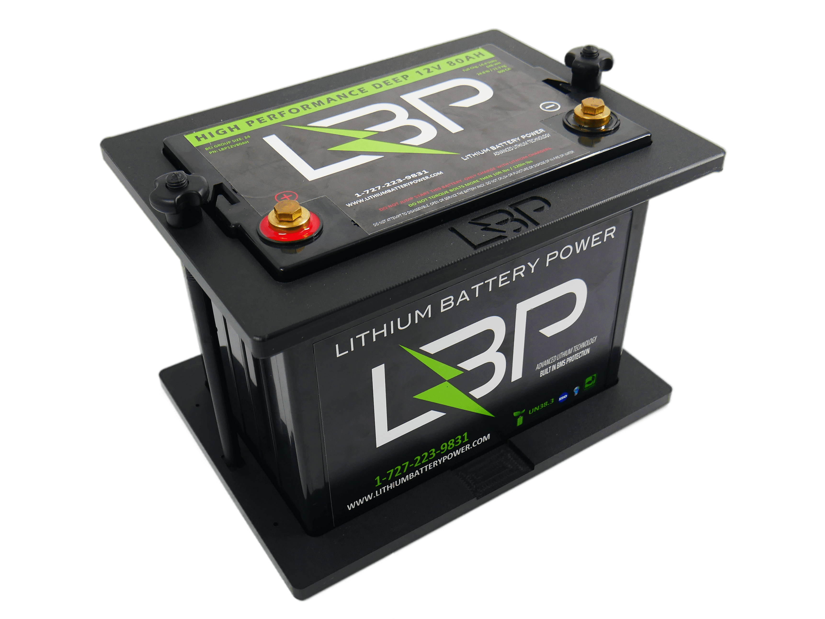 LBP Custom Battery Tray Group 24 made from durable, acid-resistant Starboard, designed for Group 24 lithium batteries used in marine and off-grid systems