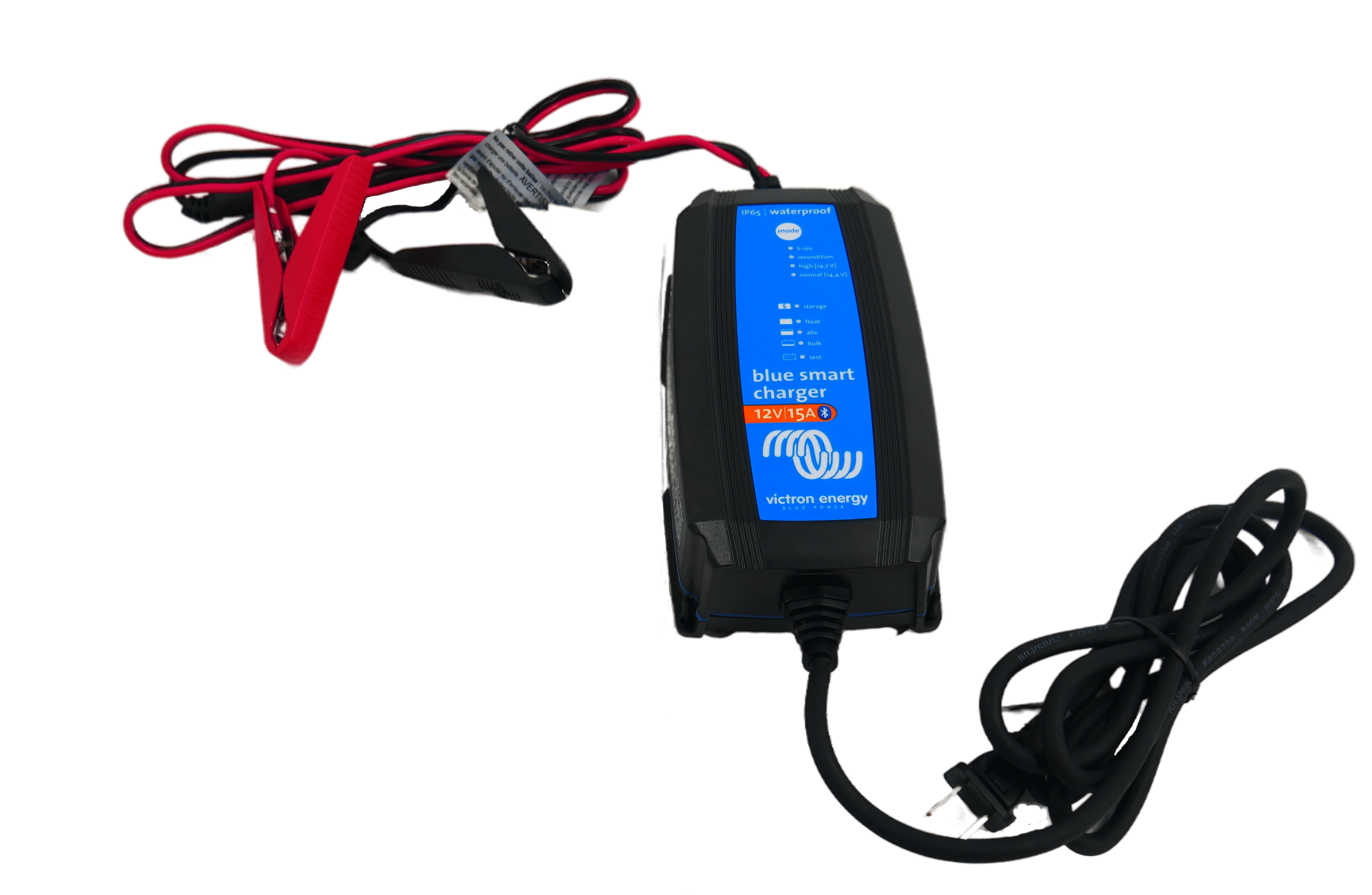 Victron 12V 15A IP65 waterproof Bluetooth lithium battery charger from Lithium Battery Power, ideal for 12V lithium and lead-acid batteries